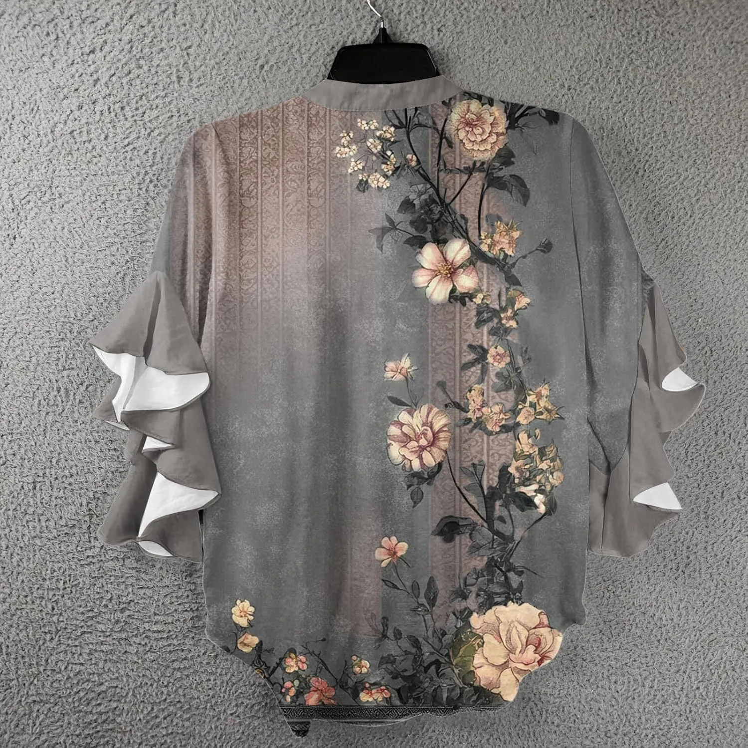 3/4 Length Sleeve Summer Workout Tops For Women, Womens V Neck Button-Down Shirts Ruffle Clothes Blouses