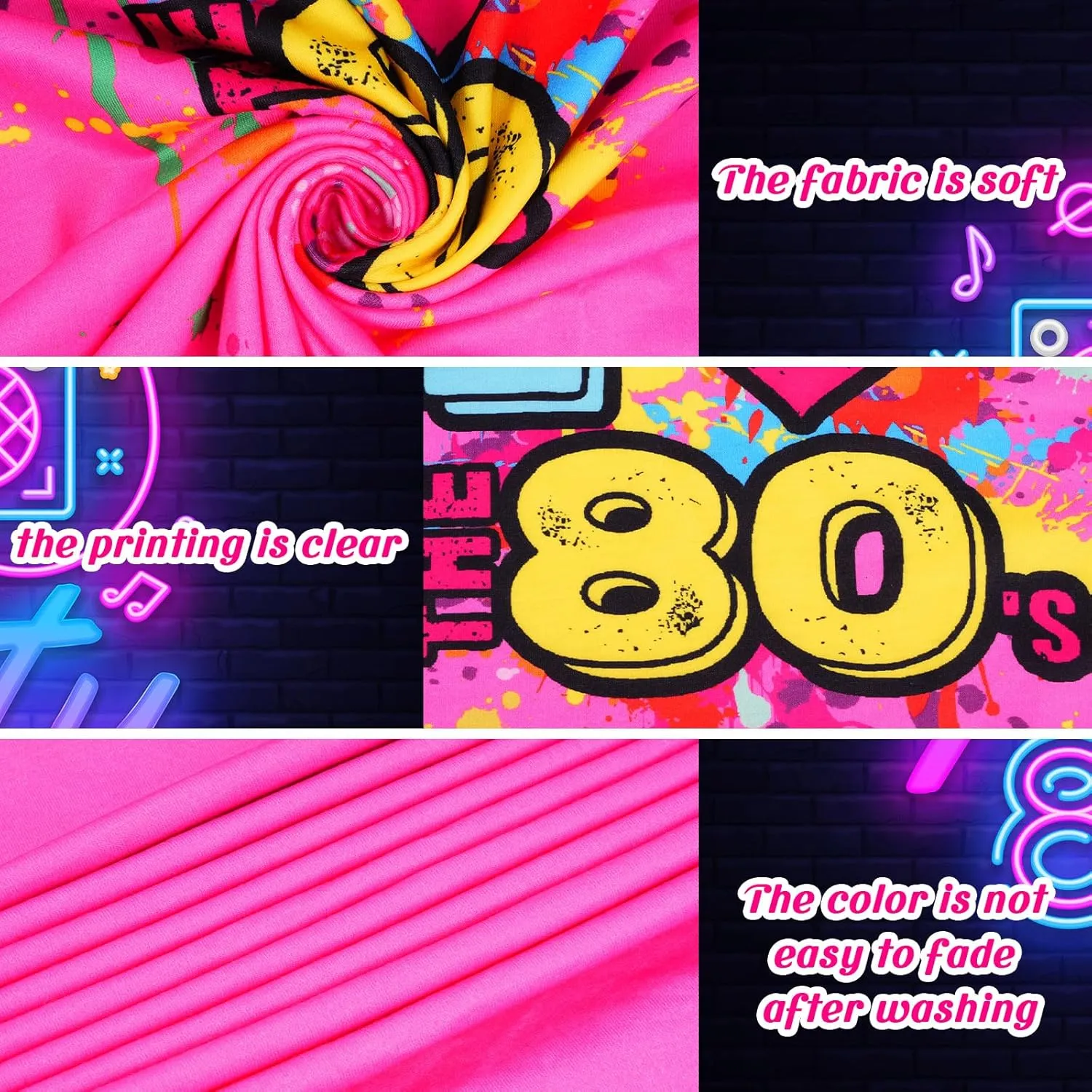 80s Outfit for Women Plus Size I Love The 80's Costumes 80s Off Shoulder T-Shirt Tops Neon Clothes Oversized