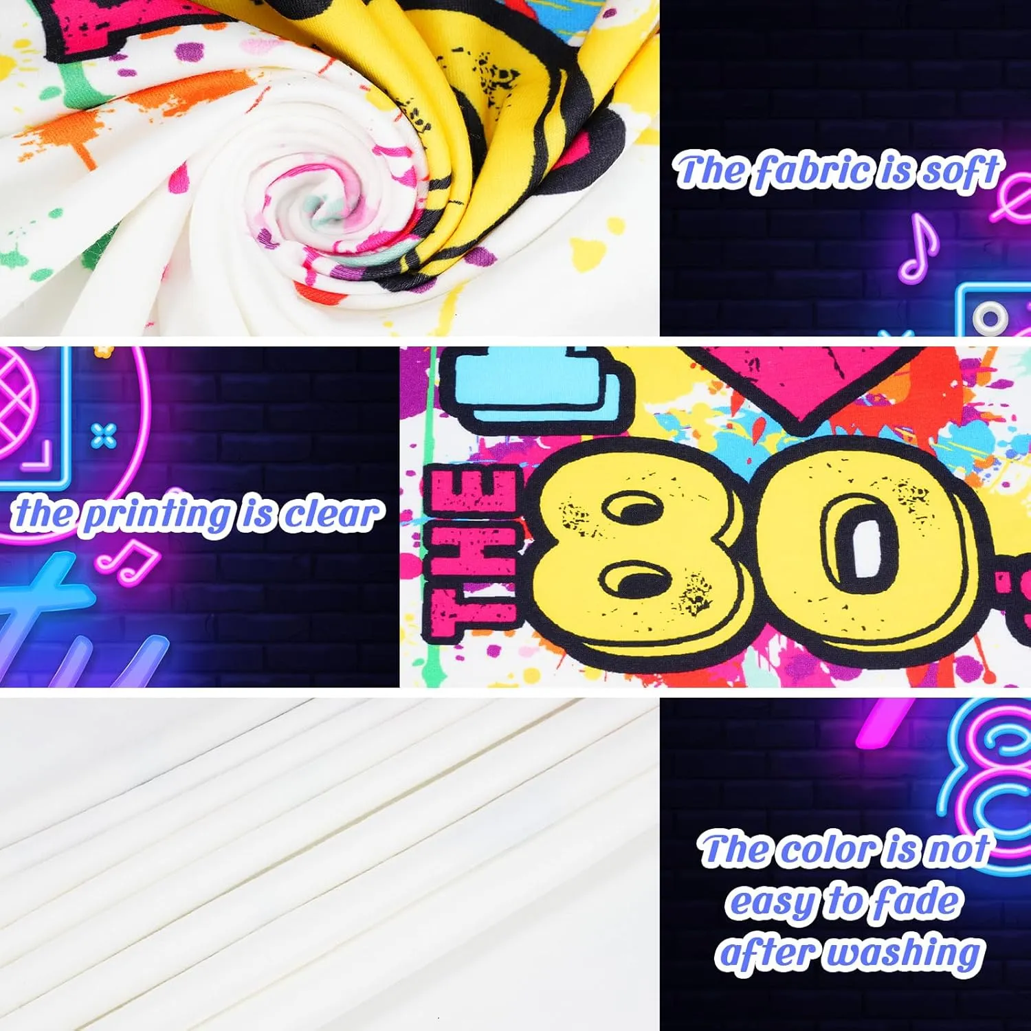80s Outfit for Women Plus Size I Love The 80's Costumes 80s Off Shoulder T-Shirt Tops Neon Clothes Oversized