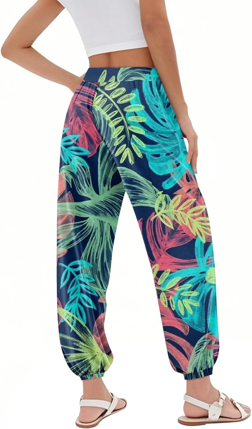 Boho Pants for Women Summer Loose Long Pant Yoga Comfy Work Pockets Trousers Casual Flowy Hippie Clothes