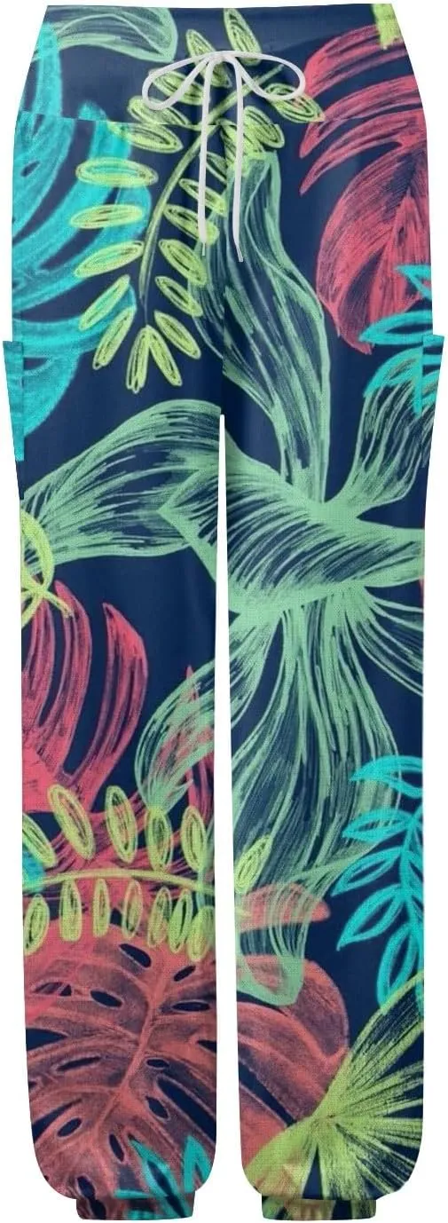 Boho Pants for Women Summer Loose Long Pant Yoga Comfy Work Pockets Trousers Casual Flowy Hippie Clothes