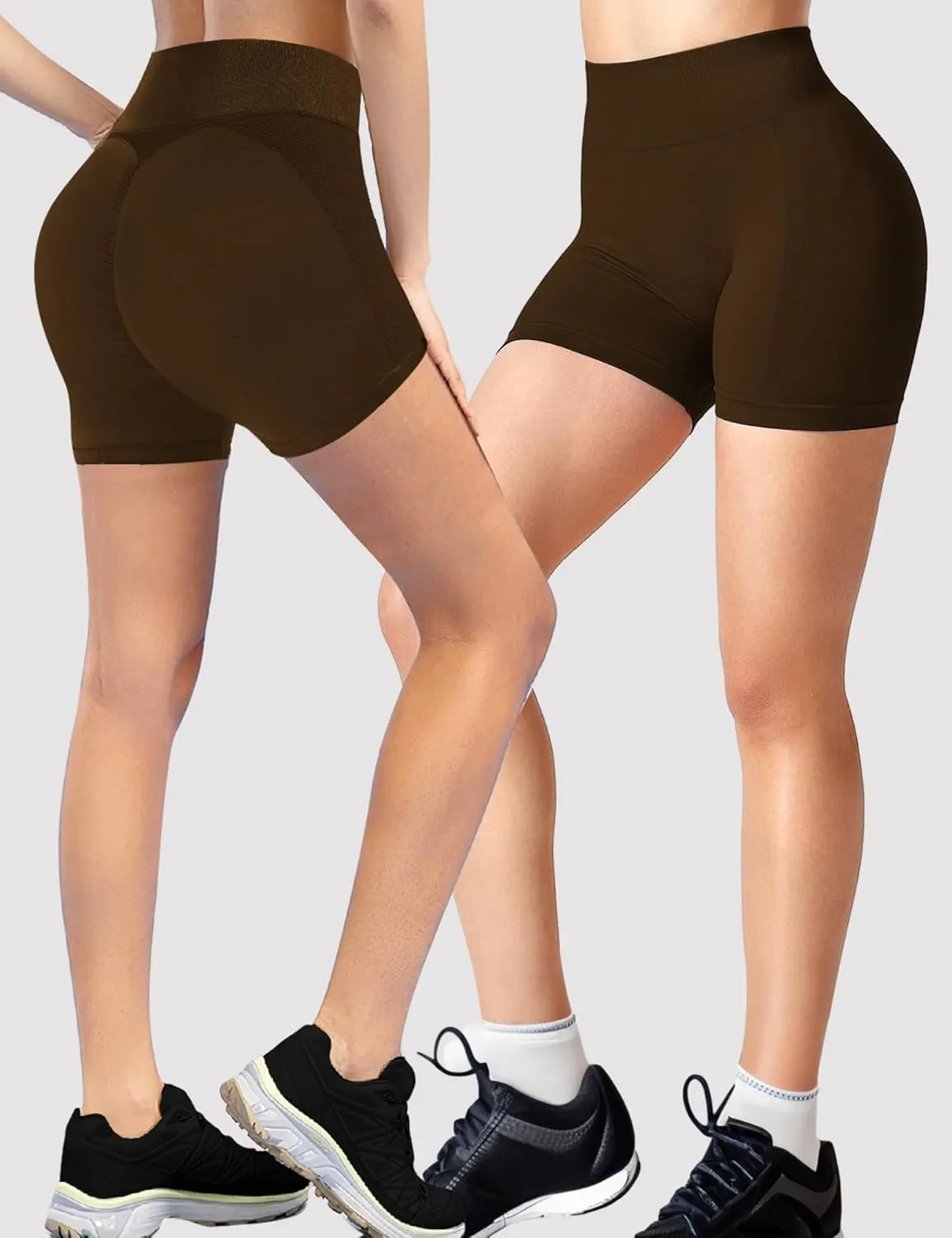 Buauty Gym Shorts Women, Seamless Yoga Workout Shorts, High-Waisted 3.6'' Scrunch Butt Booty Lifting Athletic Running Shorts