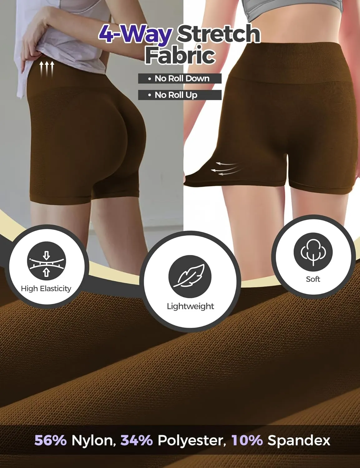 Buauty Gym Shorts Women, Seamless Yoga Workout Shorts, High-Waisted 3.6'' Scrunch Butt Booty Lifting Athletic Running Shorts