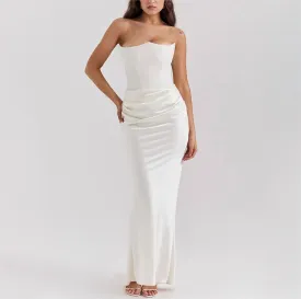 Catalpalev Women's Sexy Fishbone Plunge Slim Backless Temperament Velvet Gowns Bridesmaid Dresses Prom Dresses