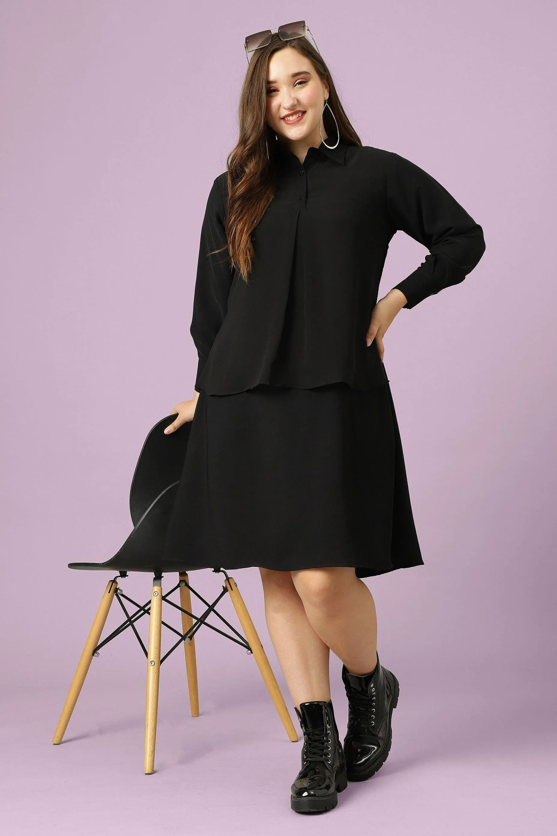 Curvy Lane Women Plus Size Shirt Collar Office Wear Tunic