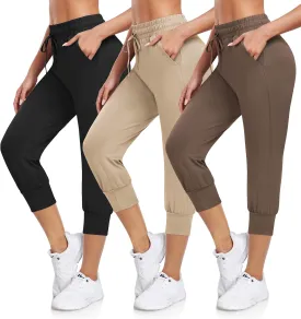 DHSO 3 Pack Sweatpants for Women-Womens Joggers with Pockets Athletic Leggings for Workout Yoga Running Pants Trousers