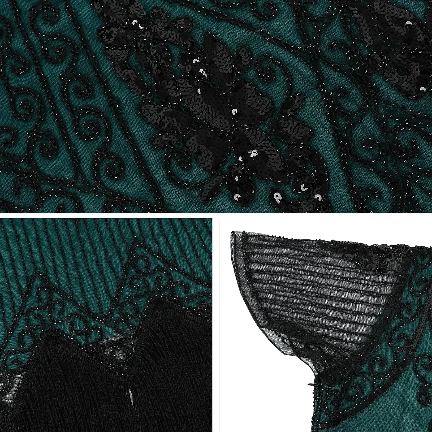 kayamiya Women's Flapper Dresses 1920s Sequins Art Deco Gatsby Cocktail Dress with Sleeve