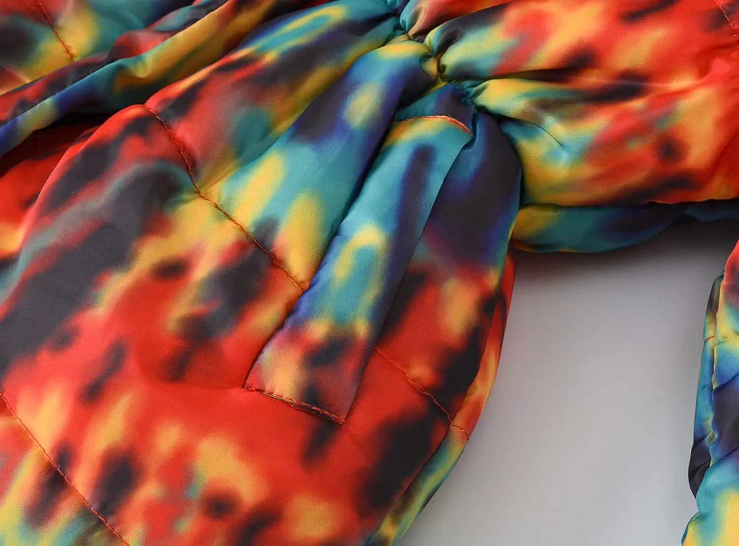 Kids Girls Winter Tie-Dye Print Windproof Warm Woolen Padded Fur Hooded Parkas Coat 2-10 Years