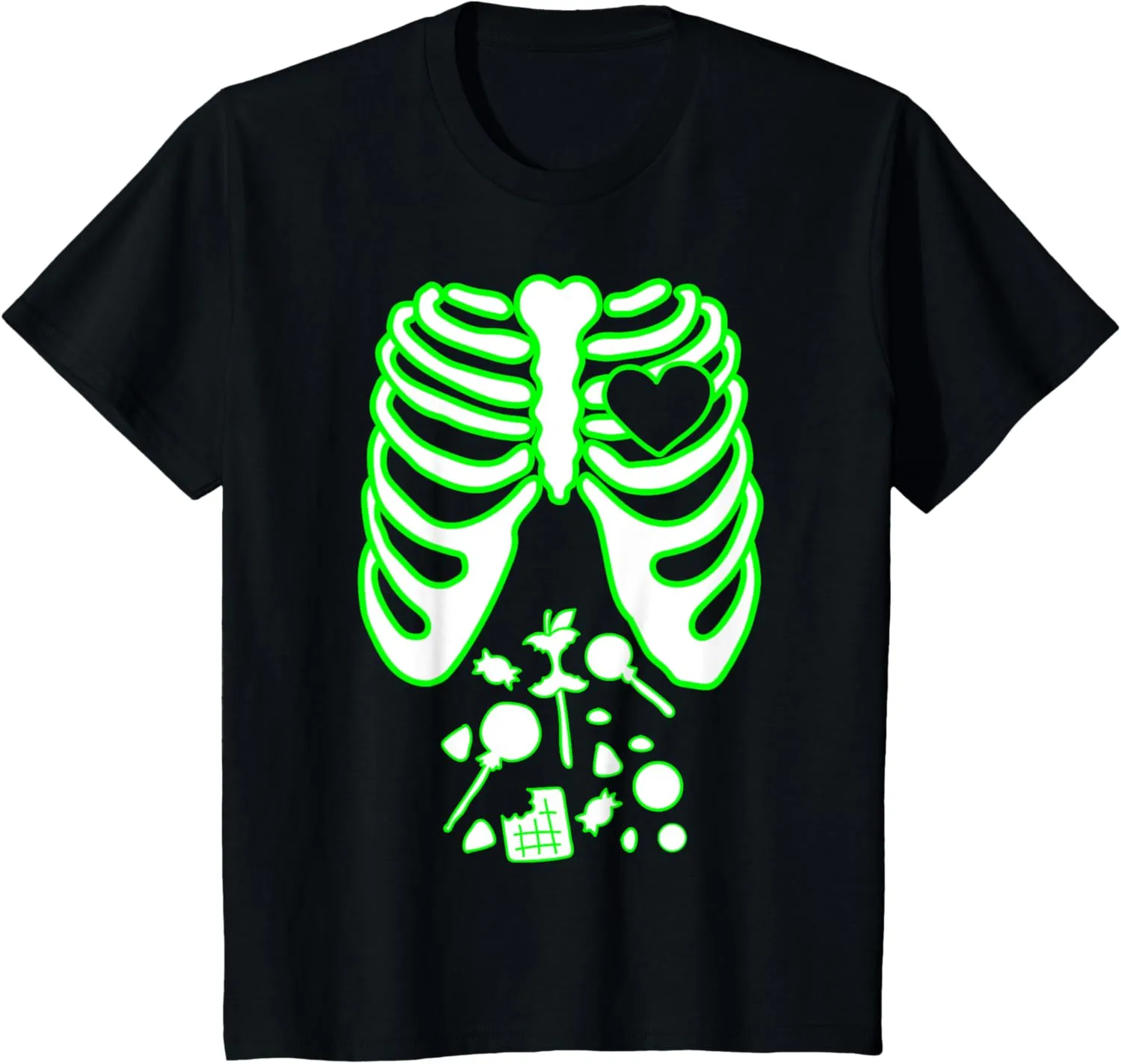 Kids Skeleton Xray Tshirt, Kids Halloween Matching Costume Candy T-Shirt