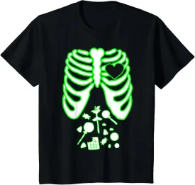 Kids Skeleton Xray Tshirt, Kids Halloween Matching Costume Candy T-Shirt