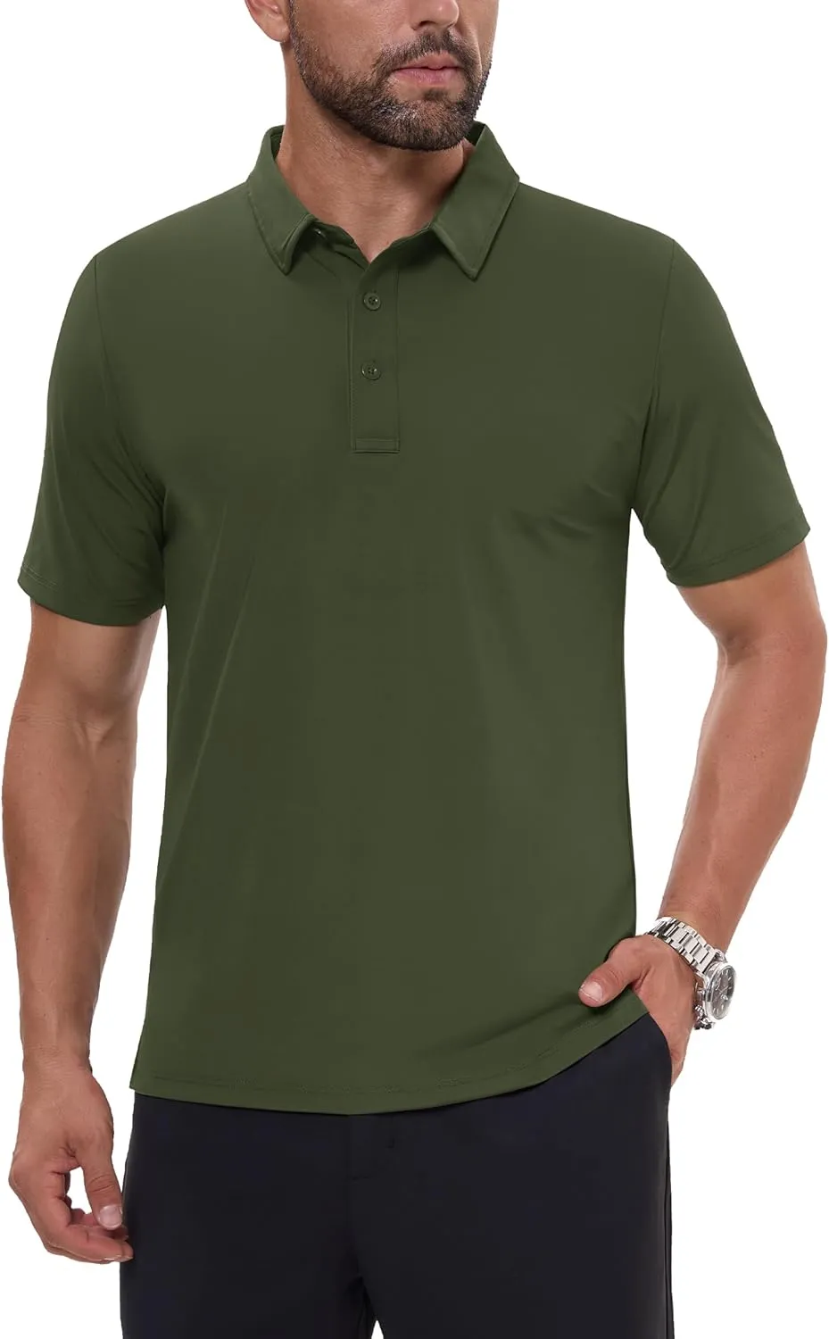 MAGCOMSEN Men's Polo Shirts Short Sleeve Dry Fit Golf Shirts Moisture Wicking Performance Athletic Casual Collared Shirt