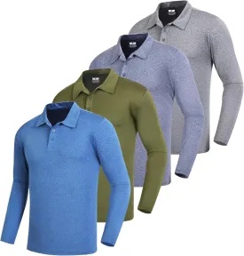 Men's Golf Polo Shirts,1 Pack/4 Pack Long Sleeve Quick Dry Athletic Casual Performance Collar Shirts for Men