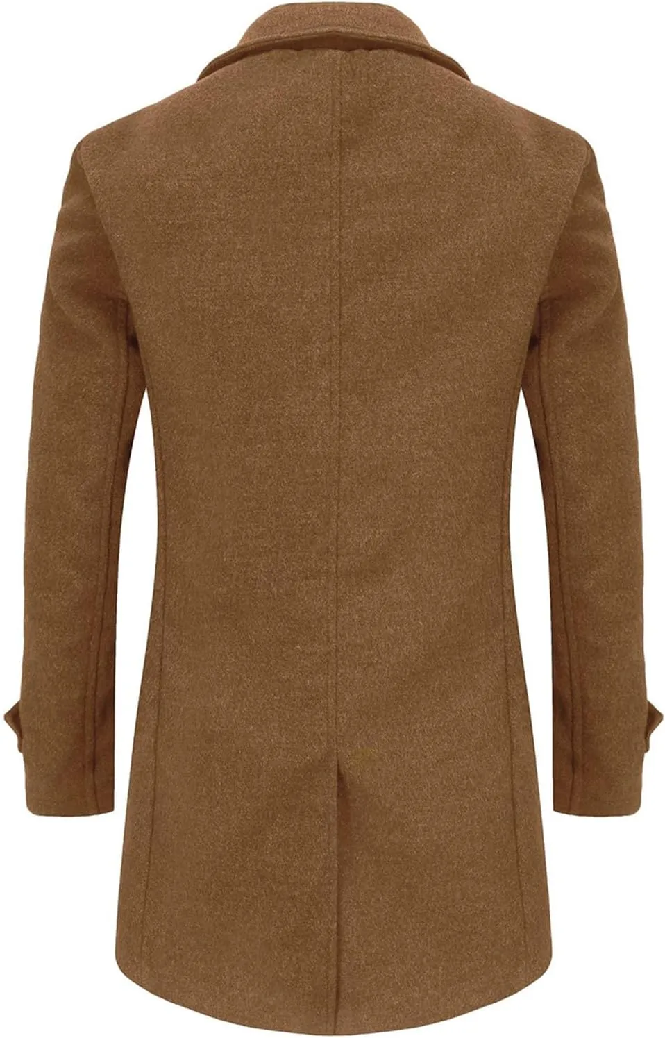 Men's Warm Single Breasted Pea Coat Trench Classic Wool Blend Overcoat with Pockets