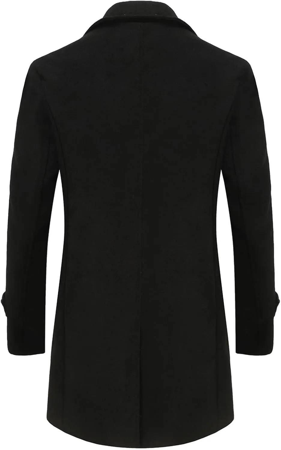 Men's Warm Single Breasted Pea Coat Trench Classic Wool Blend Overcoat with Pockets