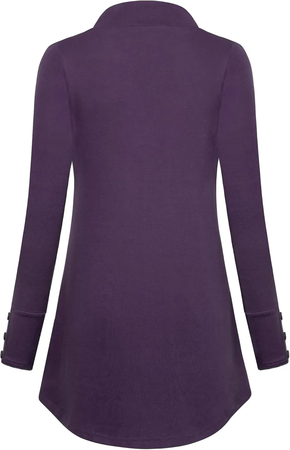 Messic Women's Long Sleeve Button V Neck Flowy Pleated Shirts Casual Tunic Tops Blouse
