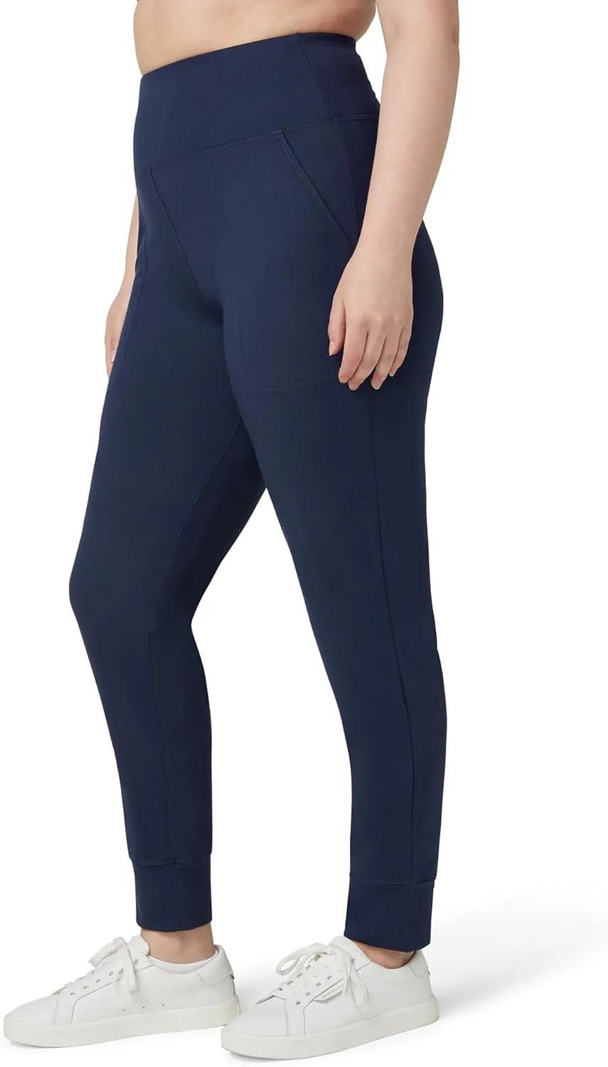 No Nonsense Women's Athletic Jogger with 4-Way Stretch, Pockets, High-Waisted Lounge Pants for Yoga, Running, Workout