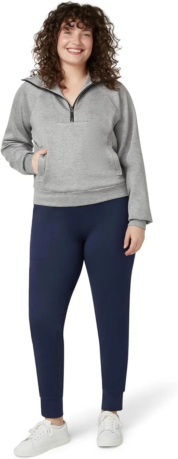 No Nonsense Women's Athletic Jogger with 4-Way Stretch, Pockets, High-Waisted Lounge Pants for Yoga, Running, Workout
