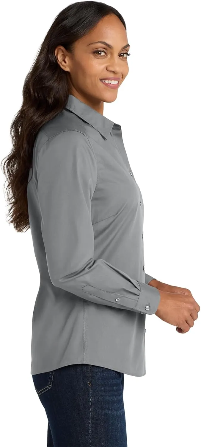 Port Authority Women's Long Sleeve Carefree Poplin Button-Down Shirt