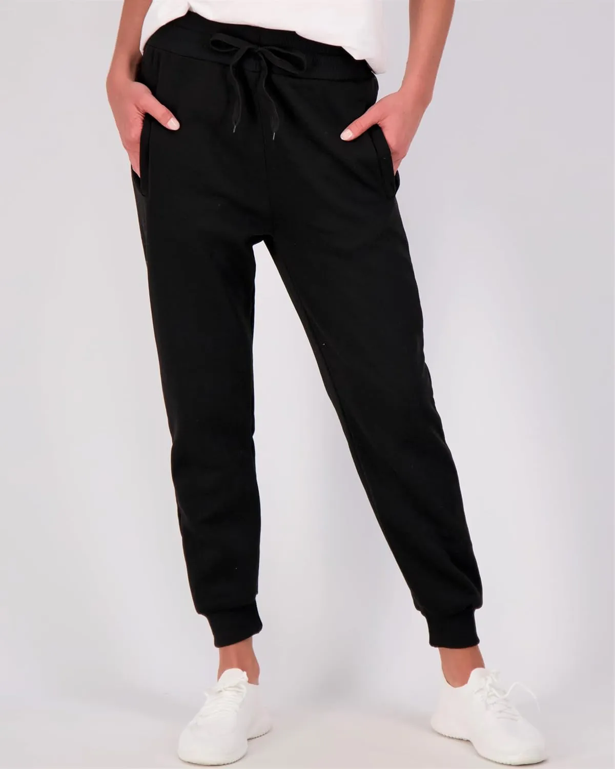 Real Essentials 3 Pack: Women's Ultra-Soft & Warm Fleece Joggers Sweatpants with Pocket (Available in Plus Size)
