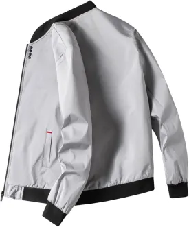 Stylish Solid Bomber Jacket for Men Casual Plus Size Motorcycle Jackets Comfy Hip Hop Baseball Coats Outwear