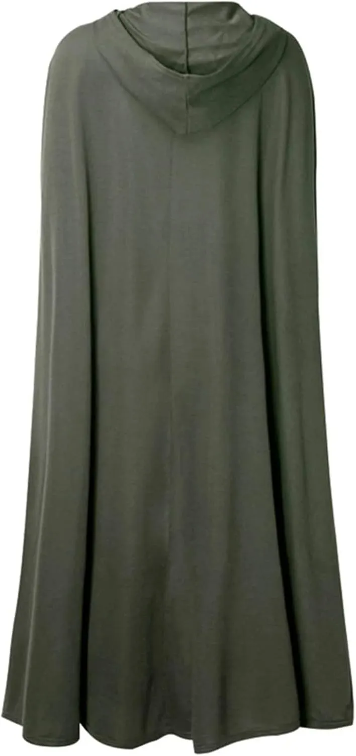 tuduoms Women Vinage Long Trench Coat, Gothic Hooded Cape Halloween Costumes Wool Blend Hooded Cape Poncho Maxi Cloak Coat