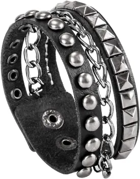 TURTLEDOVE Punk Leather Cuff Bracelet - Goth Rock Leather Wristband with Chain for Party