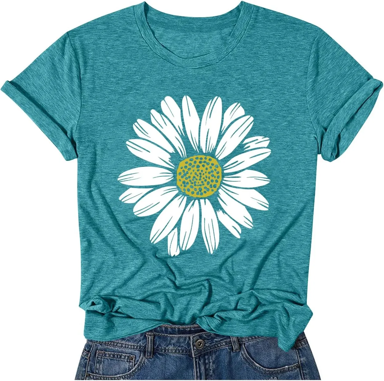 Women Trendy Tops Sunflower Graphic Loose Summer Tees T-Shirts Blouse