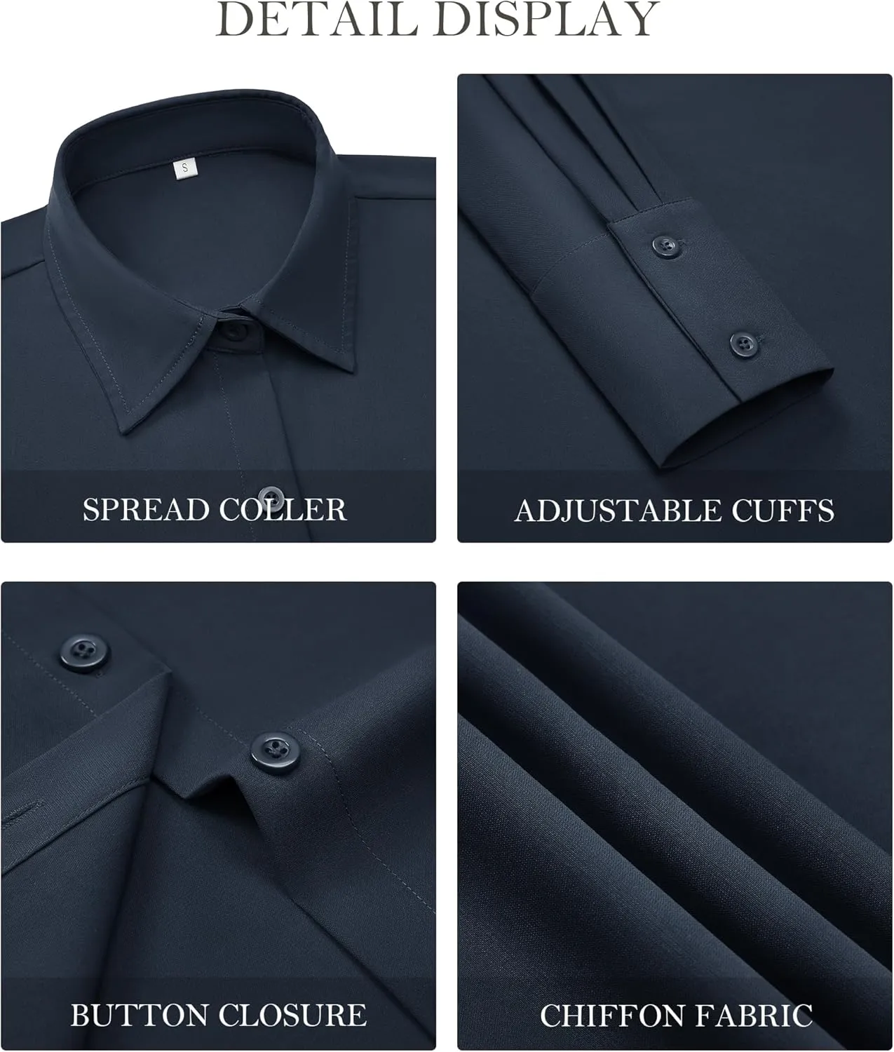 Womens Button Down Shirts Dress Shirt Dressy Casual Striped Blouse Long Sleeve Work Office Business Chiffon Top