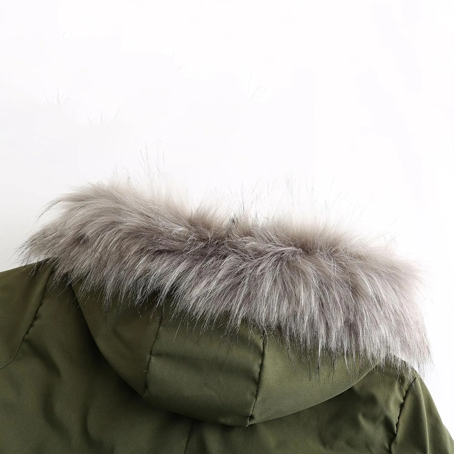 Women's Winter Coats Safari Parkas Fur Hooded Sherpa Lined Parka Coat Warm Thicken Anoraks Fleece Jacket