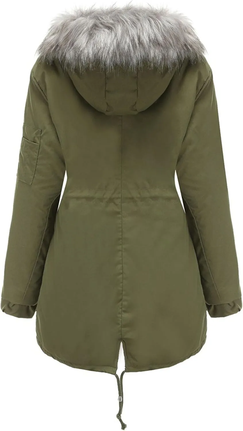 Women's Winter Coats Safari Parkas Fur Hooded Sherpa Lined Parka Coat Warm Thicken Anoraks Fleece Jacket