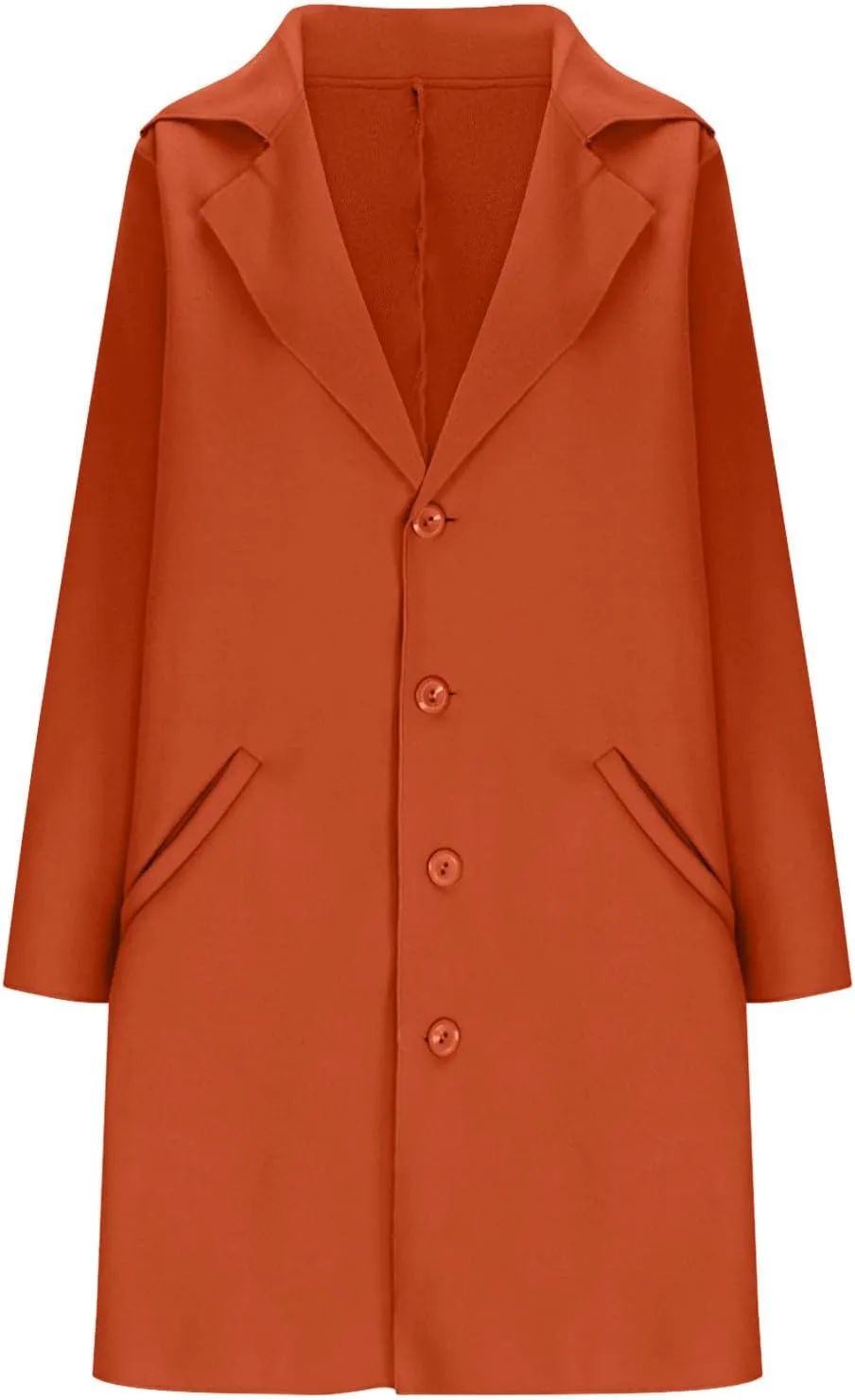 Womens Wool Coats Double Breasted Outwear Cardigan Lapel Jackets Winter Midi Pea Coat Trench Coat With Pockets